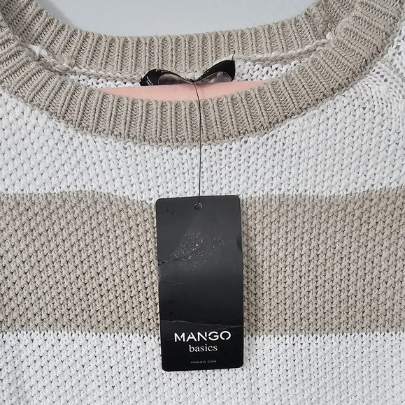 Mango White and Tan Crew Neck Sweater - Picture 4 of 4